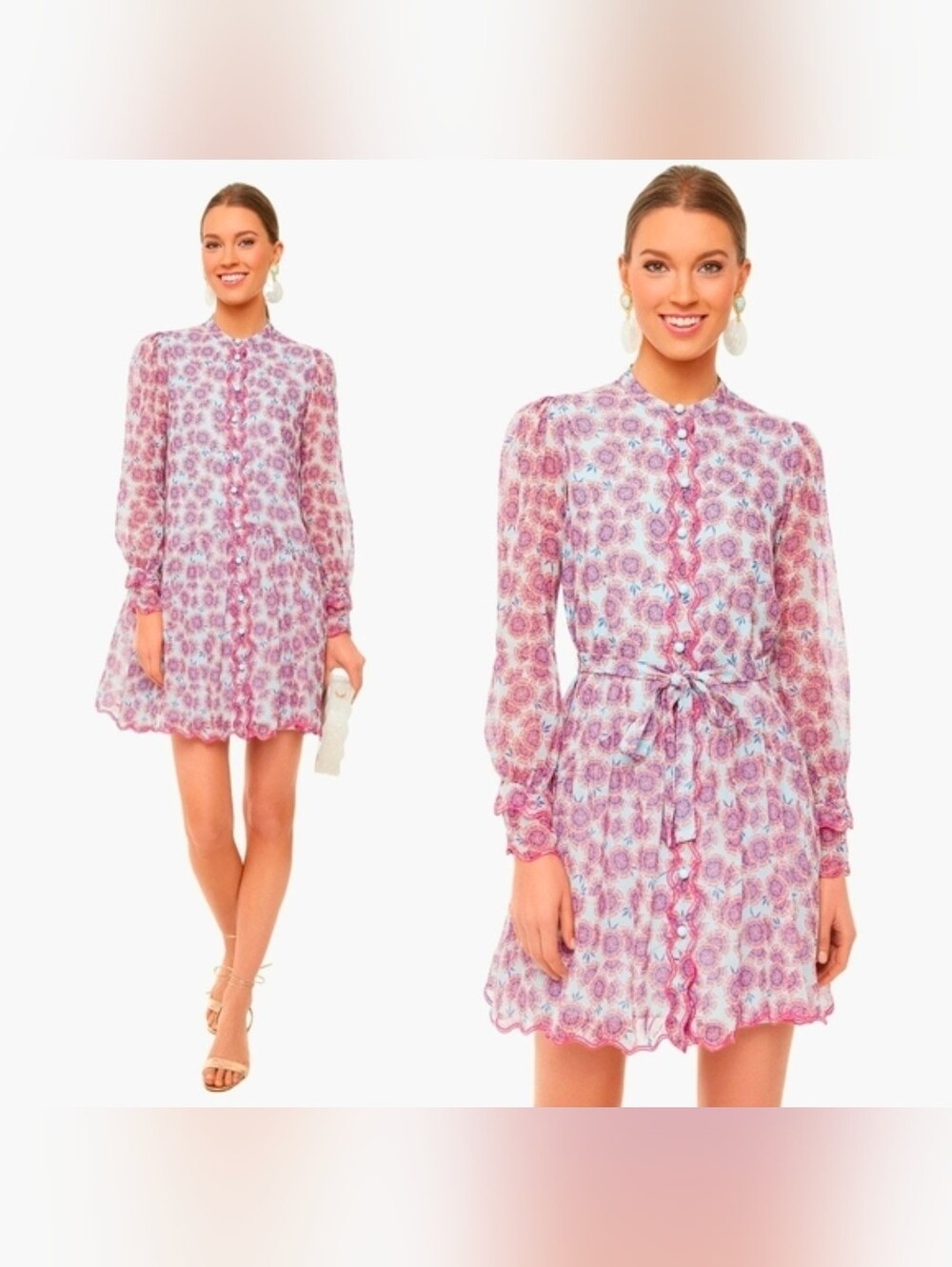 Saloni Tilly Dragonfruit Ruffle Eyelet Dress